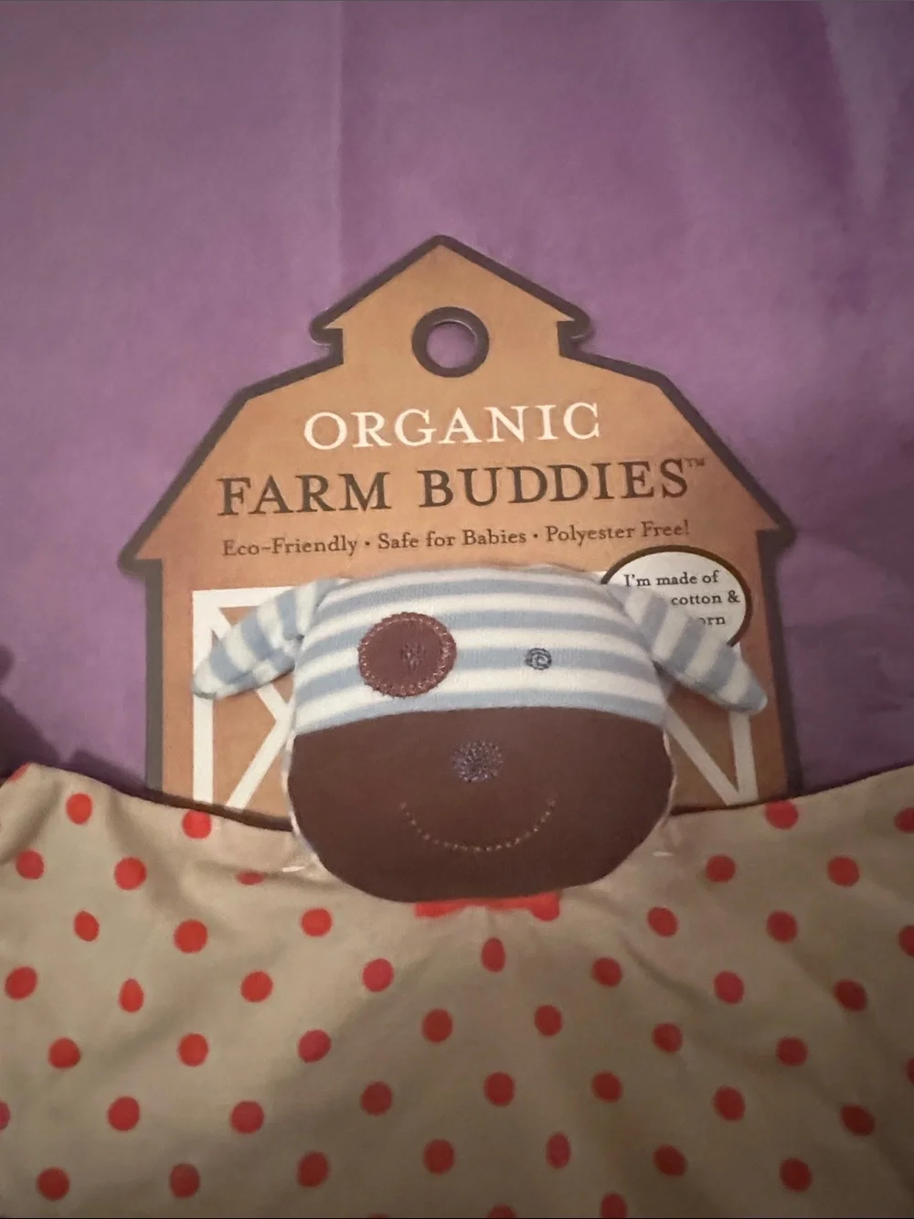 Organic Farm Buddies orange Polka Dot Baby lovey so soft